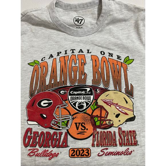 47 Brand 2023 Capital One Orange Bowl Georgia Vs FSU T-Shirt Gray Size Medium - Picture 7 of 8